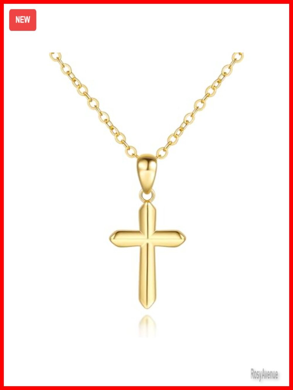 14k Gold Plated Cross Necklace Womens Dainty Pendant O-Chain